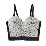 Pearl Suspender Short Shaped Top Nailed Beaded Colored Diamond Corset KN8156