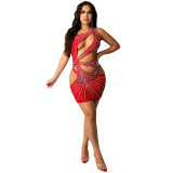 One Shoulder Skirt Evening Sexy Mesh Cut Out Dresses X5283