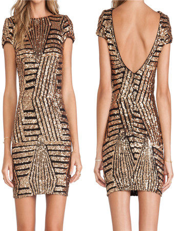 Top style gold women midi dress for any occasion M30031