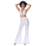 Hippie Costume Disco Dance Nightclub Women Sexy White Retro Cosplay MS5036
