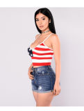 Woma Flag Strapless Striped Casual Top Wear