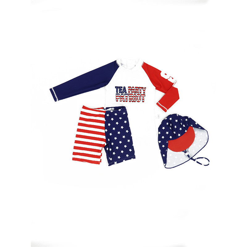 Long Sleeve Shorts Split Handsome Boy Swimsuit Three-Piece Teen Swimsuit KF216