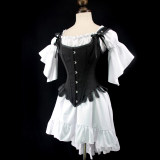 Retro Style Fan Shaped Corset Skirt U Collar Steel Bone Corset WK2297