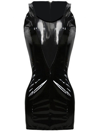 Sexy PVC Shiny Leather Mesh Dress m7294