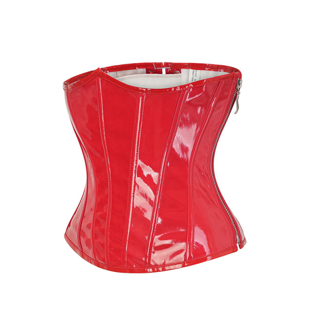 Steampunk Black PU Underbust Corset with Side Zipper Gothic Bustiers M22066