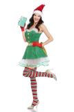 Sexy Off Shoulder Santa Claus Green Sequin Elf Xmas Costume M21945