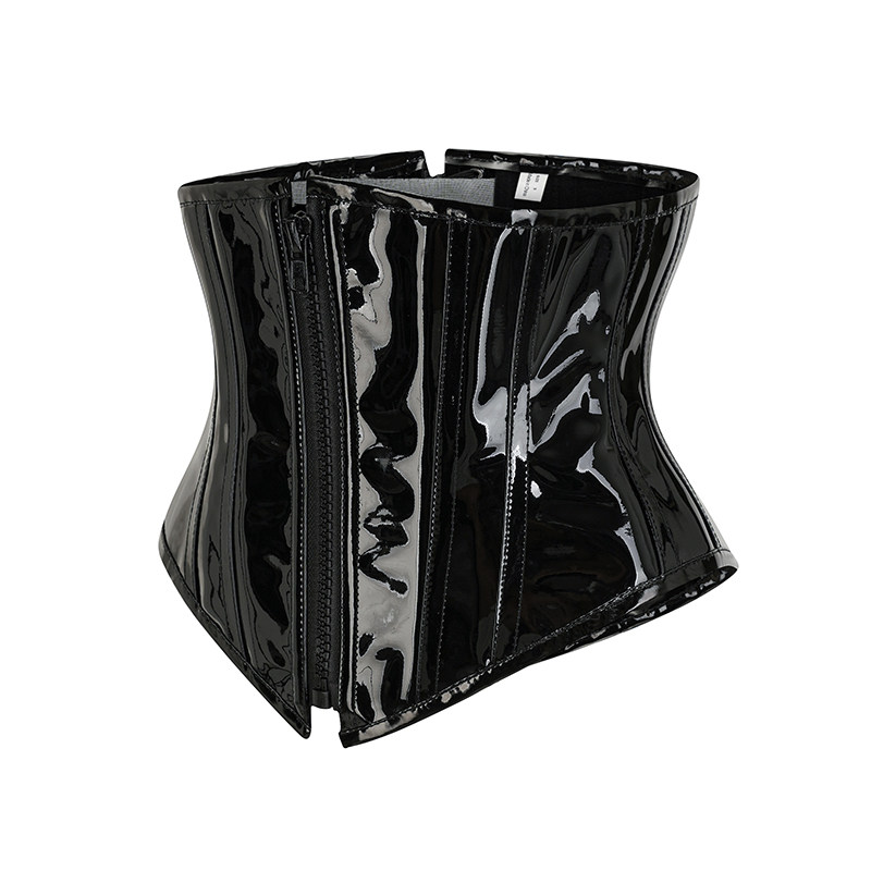 PU Zipper Waist Belt Sexy Leather Bustier Short Shapewear For Women Corset AM21983