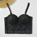 Short Pearl Suspender Vest Sexy Strapless Top 8992