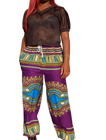 Sexy Bohemian totem printed casual pants wide leg pants m88048