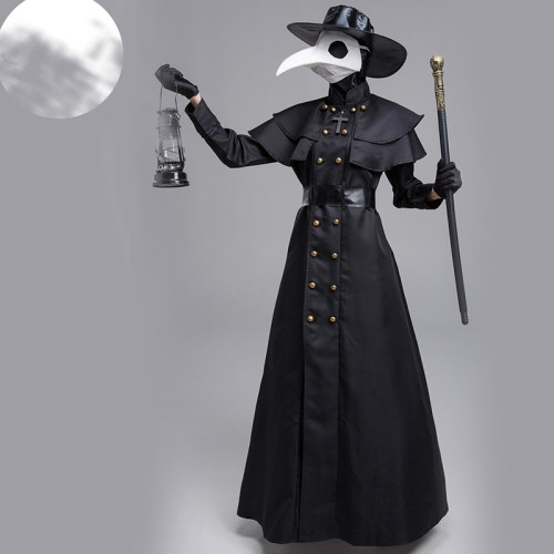 Halloween Adult Steampunk Style Plague Doctor Costume Bird Beak Mask Suit SM2011