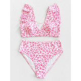 Leopard Print Bikini Swimsuit Set Sexy Fly Edge Bikini Women 1034