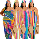 Plus Size Women's Casual Printed Sling Dress Fashion Dress M8622