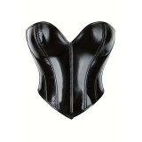 Heart Shaped Shiny Leather Plastic Tight Waistband PVC Breast Support Corset AM22116