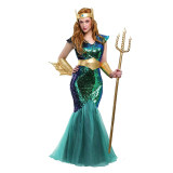 Ancient Greek Sea God Mermaid Dress Up Table Couples Stage Costumes SM20127