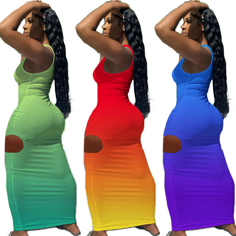Slim Sexy Gradient Fashion Women Maxi Dresses M056
