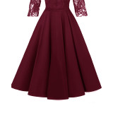 Long Sleeve Mesh Sexy Red Lace Girl Wedding Dress CD1714
