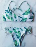 Summer  Beach handmade braid leaves sexy bikini double-sided printing swimsuit