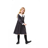 Girl Addams Family Costume Wednesday Addams Black Dress Cosplay Costume YM5820