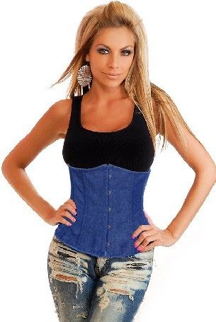 sexy underbust blue denim corset m1899