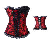 Lady satin embroidered lace corset M1589