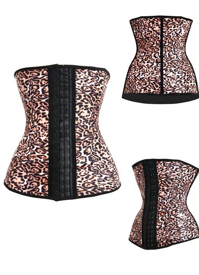 New style leopard latex corsets for women M1303L
