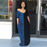 Lady Summer Loose Casual Leopard Pockets Dress M9200