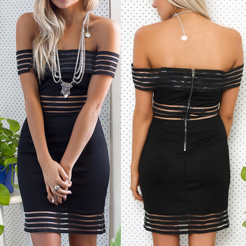 Black Off-shoulder Mini Dress M30004