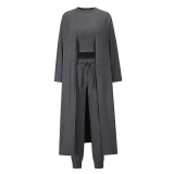 Knit Set Women Vest And Trousers Sports Three Piece Sets Slim Sportswear LQ161