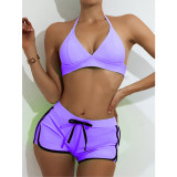 Solid Color Sport Beach Bikini Ladies Bikini Set Swimming Shorts Sexy Swimsuits S219