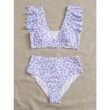 Leopard Print Bikini Swimsuit Set Sexy Fly Edge Bikini Women 1034