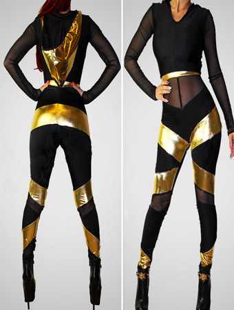 Sexy Long Sleeves Club Spring Wear Bandage Bodycon Hooded Jumpsuit M3804