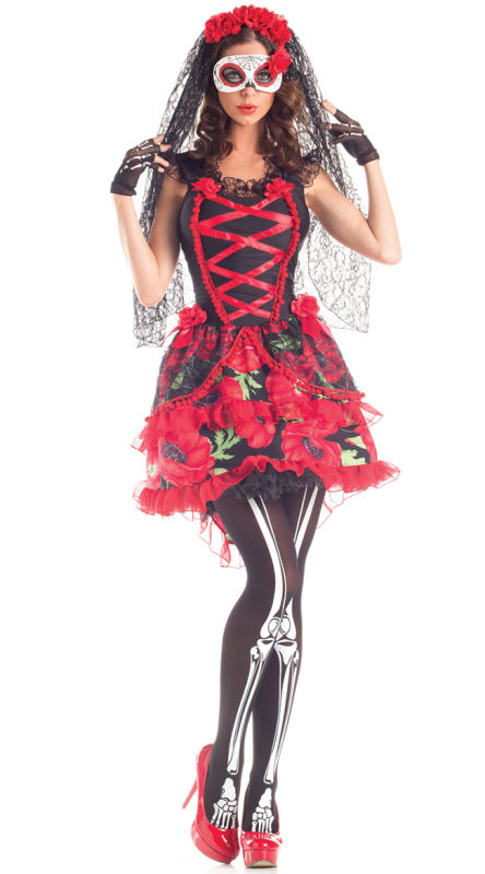 Gothic Corpse Bride Costume Fancy Cosplay Party Wear Dress M40459