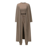 Knit Set Women Vest And Trousers Sports Three Piece Sets Slim Sportswear LQ161