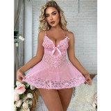 Sexy Perspective Underwear Plus Size Mesh Lace Lingerie Seductive Pajamas Set YSF759