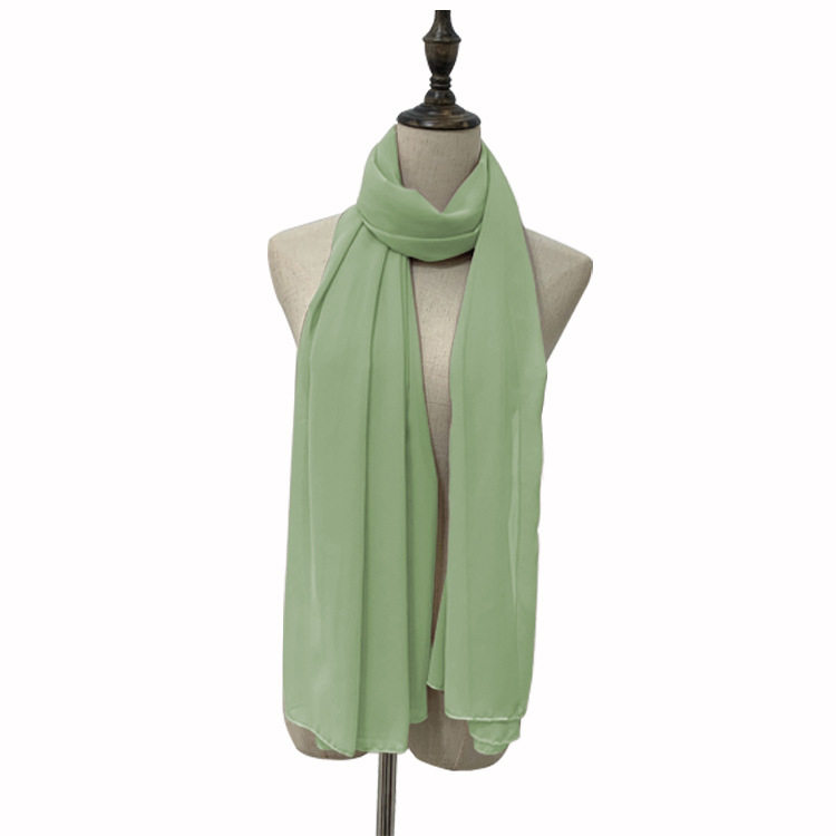 Muslim Style Scarfs Hijabs Monochrome Headscarf Silk Scarf For Women 006