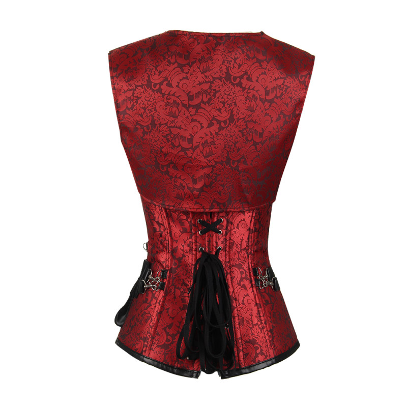 3 Colors Gothic Deluxe Corset 5pc set including Shawl, waist hanging bag, waist strap. T pants