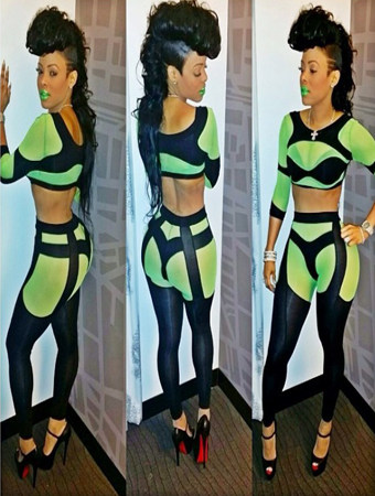 Two Piece Design Long Sleeves Adult Bandage Bodycon Jumpsuit M3809