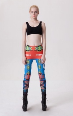 Contrast Colored Geometric Seamless Leggings M9100