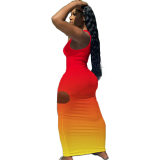 Slim Sexy Gradient Fashion Women Maxi Dresses M056