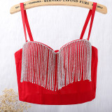 Tassel Drill Chain Shaping Short Style Backless Suspender Underwear 8045