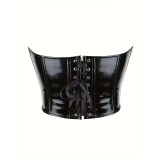 Heart Shaped Shiny Leather Plastic Tight Waistband PVC Breast Support Corset AM22116