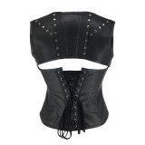 Faux Leather Sexy Fish Scale Printed Steampunk Corset Vest m1429