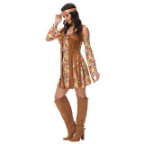 Vintage Women's Fringe Brown Cosplay Costume Full Hippie Disco Suits Costume MS1766