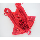 Women Red Sexy Sequin Overbust Corset Tops with Shoulder Straps WK2382