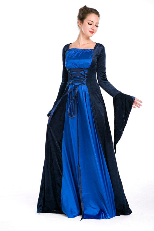 blue long sleeve empress ball dress m4846