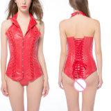 Best selling adult red black leather corset m1982