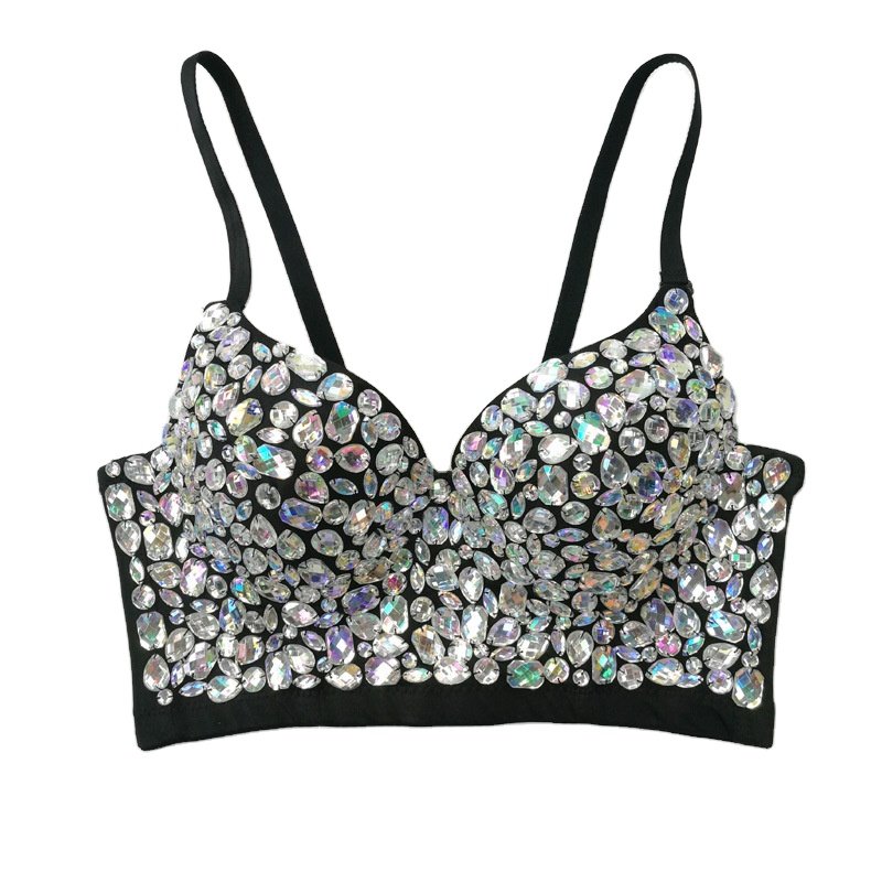 Color Diamond Chest Wipe Careful Machine Deep V Chest Wrap Suspender Top 8971