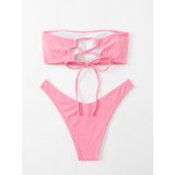 Solid Color Swimwear Swimsuit Strap Split Sexy Bikini Set A2204