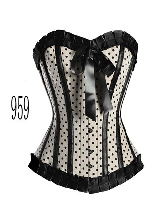 white polka dot lace corset m1802a