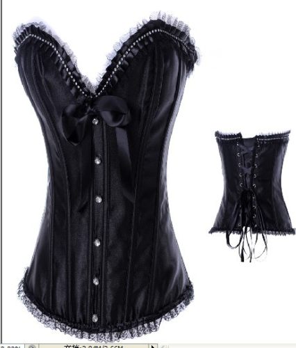 black sexy satin corset m1869B